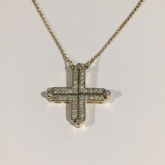 14k Yellow Gold Diamond 💎 Cross Pendant